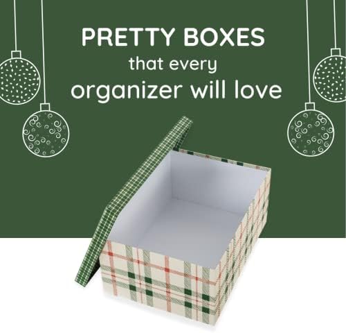 Soul & Lane - Extra Large Plaid Christmas Gift Boxes with Lids, Set of 3 - Image 3