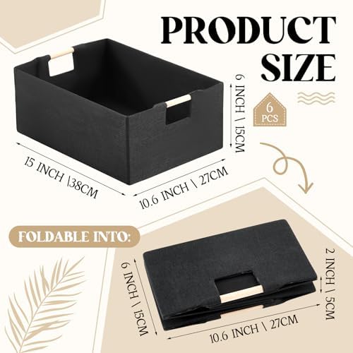 Cinnvoice 6 Pack Fabric Storage Bins for Closet Shelves, 15 x 10.6 x 6 Inch - Image 2