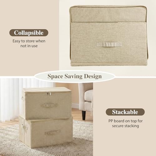 ANMINY Fabric Storage Bins with Zipper Lids, 15"x10"x6", Beige, 3 PCS - Image 5