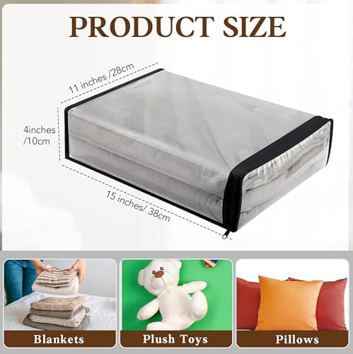 Riakrum 30 Pack Clear Zippered Storage Bags, 15x11x4 inches, Vinyl Plastic Sweater Sheet Organizers Storage Bags, PVC, for Clothes, Sheet, Blankets, Fabrics Organizers (Black & White) - Image 4