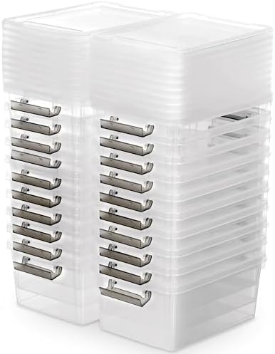 Citylife 20Packs 1.3Qt Small Storage Bins with Lids,Stackable Clear by CITYLIFEHomeOrganization