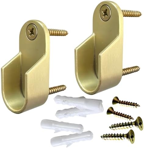Oval Closet Rod End Supports | Screw on Type | 15mm x 30mm | Satin Brass | 25 Pair by Desunia