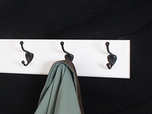 White Wall Mounted Coat Rack with Bronze Hooks 4.5" Ultra Wide (30.5 x 4.5" with 6 Hooks) - Image 3