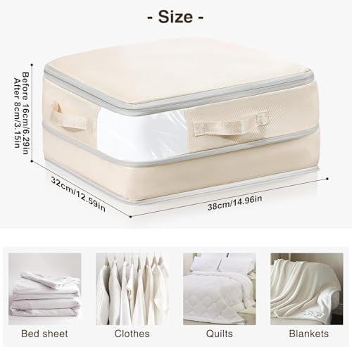 DIMJ Clothes Storage Bag 6 Pack, 19L Compression Storage Bags for Blanket, Sweater, Jacket, Closet, Sheet Storage Organizer with Window Handle, Compression Packing Cubes Space Saver Bags with Zipper - Image 2
