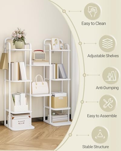 Hzuaneri 6 Tiers Vertical Shoe Rack, Tall Shoes Shelf with 2 Hooks - Image 7