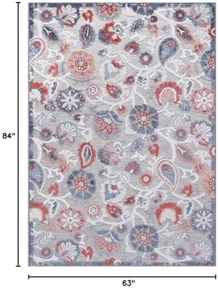 Luul Home Floral Indoor Outdoor Rugs 5x7 Large Area Rug for Living Room, Patio Decor, Kitchen, and Entryway Rug, Washable Stain Resistant Outside Carpet Multi 5 x 7 - Image 2