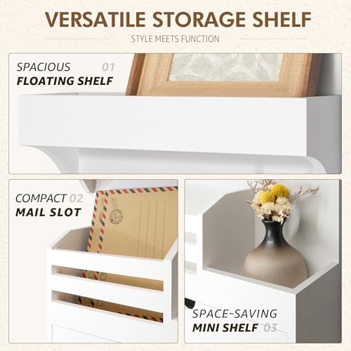 Rebee Vision Key Holder Wall Mount with Drawer & Shelf for Entryway, White - Image 6