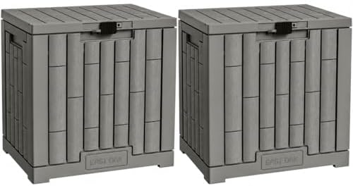 EAST OAK Outdoor Storage Box, 31 Gallon 2 Pack Deck Box Indoor and Outdoor Use, Waterproof Resin Storage Bin for Package Delivery, Patio Cushions, Gardening Tools, Lockable, UV Resistant, Grey by EASTOAK