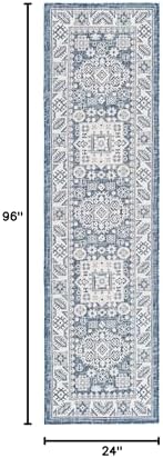 Rugs.com - Outdoor Aztec Rug – 8 Ft Runner Blue Indoor/Outdoor Rug – Weather-Resistant Flatweave for Patios, Porches, and Entryways - Image 2
