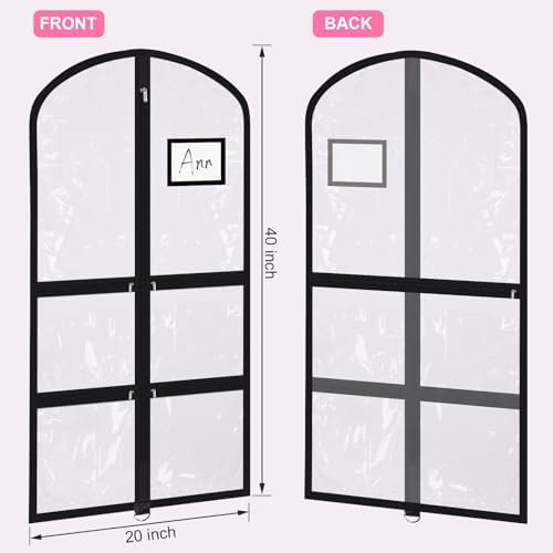 Geelin 14 Pcs Garment Bags for Dance PVC Clear, Fully Transparent Black - Image 2
