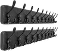 Dseap Coat Rack Wall - Heavy-Duty 38-1/4" Long, with Reinforced 10 Custom Tri-Hooks, Solid Wood Wall Hanger for Coats Hat Jackets - Rustic Farmhouse Entryway Storage, Black, Pack of 2 by Dseap