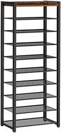 HOOBRO 10 Tier Shoe Rack, Large Capacity Shoe Storage for 18-20 Pairs, Sturdy Metal Shoe Shelf for Closet Entryway, Space Saving Shoe Organizer for Sneakers Heels, Rustic Brown BF40XJ01 by HOOBRO
