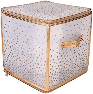 Simplify 64 Count Ornament Storage Box | Plastic | Decorative Organizer | Storage Bin | Gold | L12 x W12 x H12 (Pack of 2) - Image 2