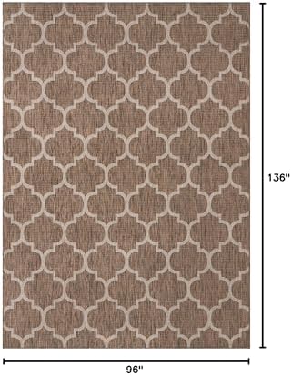 Unique Loom Outdoor Trellis Collection Area Rug (8' x 11' 4" Rectangle, Brown/ Ivory) - Image 2