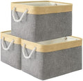 TheWarmHome Storage Basket for Organizing - Fabric Large Cubes 3 Pack 16x12x12 inch Baskets, Cube Storage Bin for Shelves Organizer Closet Cloth Gift Toy (Gold & Grey) by TheWarmHome