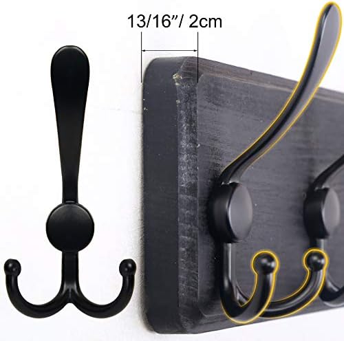 SKOLOO Coat Rack Wall Mounted - 38.3'' Long, Wooden, Heavy Duty, Rustic Coat Hooks for Wall, 16'' Hole to Hole, Wall Coat Rack with 10 Triple Hooks for Hanging Clothes, Jacket, Hat(Black) - Image 4