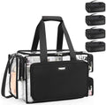 Relavel Clear Makeup Bag with 4 Small Pouches, Extra Large Makeup Artist Kit Set, Cosmetic Storage Organizer Transparent Tote Beach Toiletry Bag with Adjustable Dividers & Shoulder Strap by Relavel