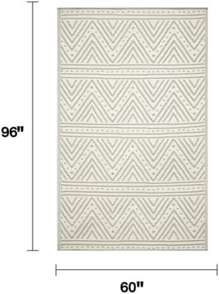 Fab Habitat Chevron Outdoor Rug - Waterproof, Fade Resistant, Crease-Free - Premium Recycled Plastic - Striped - Patio, Porch, Deck, Balcony - Patan - Beige - 5 x 8 ft - Image 2