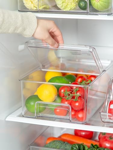 SANNO Freezer Containers Food Storage Containers Fridge Containers Plastic Organization Storage Bin for Fridge, Freezer, Pantry, Kitchen- Organizer for Fruit, Yogurt, Snacks, Pasta, set of 2 - Image 2