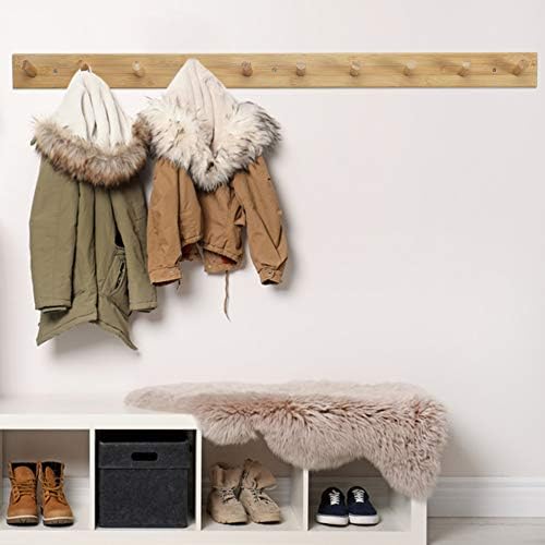 Dseap Coat Rack Wall Mounted - 10 Peg Hooks, 38-1/4" Long, Heavy Duty Wall Coat Hanger Coat Hook for Clothes Hat Jacket Clothing, Natural - Image 3