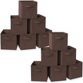 Casafield Set of 12 Collapsible Fabric Cube Storage Bins, Brown - 11" Foldable Cloth Baskets for Shelves, Cubby Organizers & More by Casafield