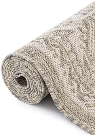 Rugs.com - Outdoor Aztec Rug – 6 Ft Square Light Gray Indoor/Outdoor Rug – Washable, Stain-Resistant for Patios, Decks, and Porches - Image 7