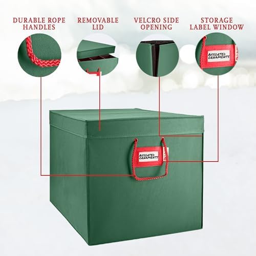 HOLDN’ STORAGE Christmas Ornament Storage Box with Dividers, Stores Ornaments up to 96 of 3 Inch Large Christmas Ball Storage Containers with 4 Trays - Green - Image 3