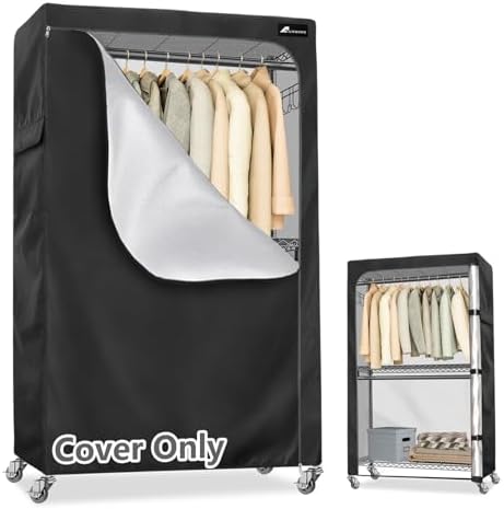 Garment Rack Cover,Heavy Duty 600D Dustproof Waterproof Clothing Rack Covers with Zipper - Clothing Rack Covers for 47.2"W x 17.7"D x 80.7"H Metal Racks （Cover Only) by Alickwang