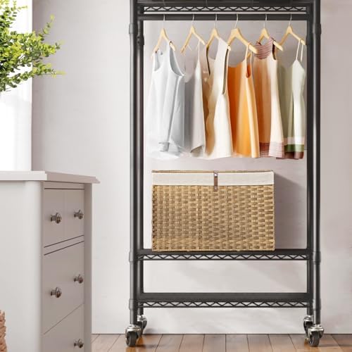 180L Wicker Storage Basket with Lid, Handwoven Rattan Large Shelf Basket with Removable Liner, 47.6 Gallon Wicker Basket for Blanket, Storage Trunk with Handle for Closet, Bedroom, Livingroom, Natural - Image 3