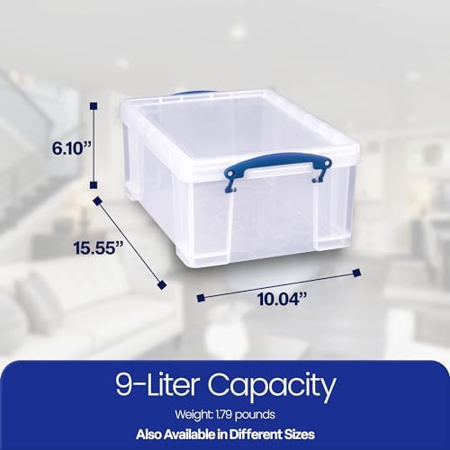 Really Useful Box Stackable 9 Liter Plastic Storage Container, 3 Pack - Image 3