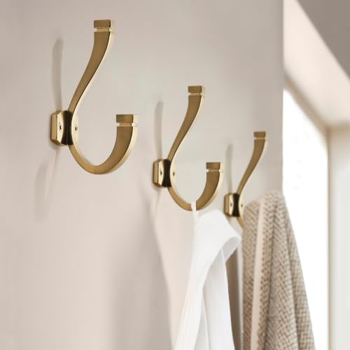 CHIVS (5 Pack Coat and Hat Wall Hooks Double Hooks for Hanging ，Champagne Bronze Towel Hooks，Wall Mount ，Hanger Backpack, Purse, Bag, Towel Organization Decorative Wall Hooks - Image 5
