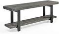 Pomona Solid Wood Entryway Bench with Shoe Rack, Slate Grey, 48 Inch by AlaterreFurniture
