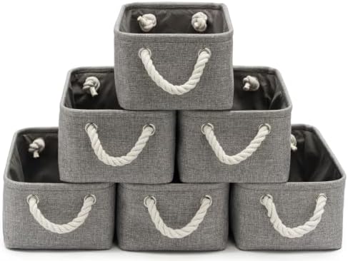 11.8x7.9x5.2 Inch Fabric Small Storage Bins with Handles 6 Pack by VQRTEXAStorageBasket
