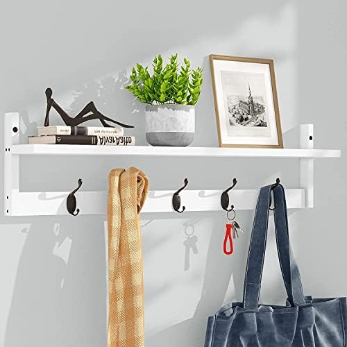 AMBIRD Wall Hooks with Shelf | Entryway Hanging Wood Coat Hooks | Wall-Mounted Rack with 5 Dual Hooks | Bathroom, Living Room, Bedroom (Modern). by AMBIRD
