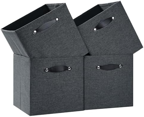 Cube Storage Bins | 13"x15"x13", Graphite Gray, 4 Pack by FABINADO
