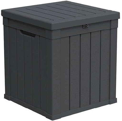 LAUSAINT HOME 50 Gallon Resin Deck Box, Package Delivery Box with Lockable Lid, Waterproof Outdoor Storage Box For Garden Tools, Patio Cushions(50 Gallon,Black) by LAUSAINTHOME