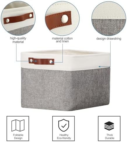 Uiifan 10 Pcs Collapsible Fabric Storage Baskets, 16 x 12 x 10 Inch, Gray - Image 4