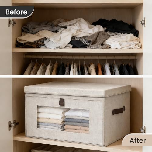 Magnetic Front Opening Fabric Storage Bins with Lids,16.5x11.8x11 in,4Pack - Image 6