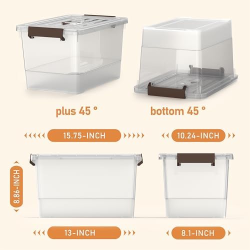 17 Qt Clear Stackable Storage Bins with Lids, Locking Latch Plastic Organizer Containers, Space-Saving Nestable Tote Boxes for Closet Pantry Laundry Room Garage, 4-Pack - Image 2