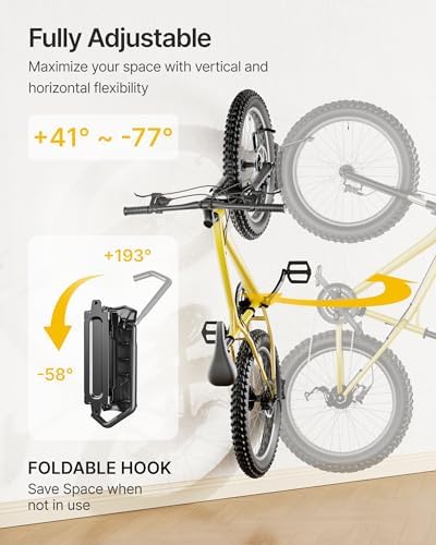 monTEK Swivel Bike Wall Mount for Fat Tire, Up to 4.5" Tire Width, 3 Pack - Image 3