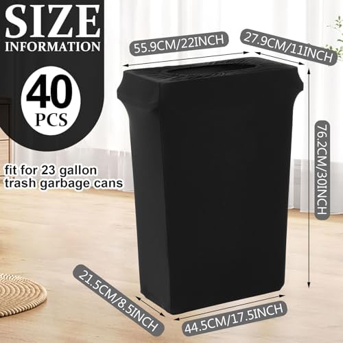 Windyun 40 Pcs 23 Gallon Spandex Trash Can Cover for Events,Black - Image 2