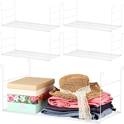 Amylove 4 Pieces 24 Inch Hanging Closet Shelves White Wire Hanging Shelf Universal Long Wire Shelf Basket Closet Organizers and Storage for Clothing Sweaters Shoes Handbags Clutches Accessories by Amylove