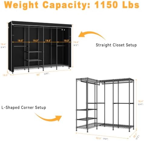 ULIFHOME H41C Clothes Rack with Cover, Covered Clothing Rack Heavy Duty - Image 4