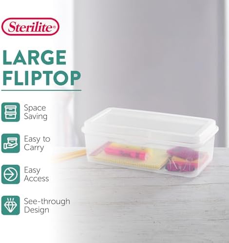 Sterilite 12-Pack FlipTop Stackable Rectangular Storage Bin with Hinging Lid, Clear - Image 4