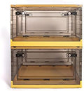 Best Home Fashion 2 packs LARGE Storage Bins Side Opening, Stackable Lid Collapsible, Foldable, Easy Tidy Up with Storage Box, Ideal for Home & Office Organization Storage Cube (Large, Yellow) by BHFBestHomeFashion