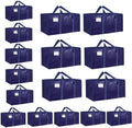 16 Pack-Extra Large Heavy Duty Moving Bags - Waterproof Storage Totes with Handles & Zippers, Foldable for College Dorm, Storage (Dark Blue) by Unknown