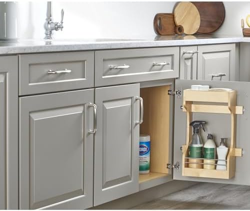 Rev-A-Shelf Dual Shelf Under Sink Organizer for Kitchen and Bathroom Cabinets, 36" Sink Base Vanity Storage, Inside Door Mount, Maple Wood, 4SBSU-18 - Image 6