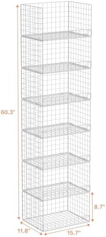 Yociyoga 7-Tier Stackable Closet Organizers and Storage Shelves, Foldable Closet Shelf Organizer System, Stackable Storage Bins Drawers for Closet Organizer System, White（Patent No. 30022416） - Image 3