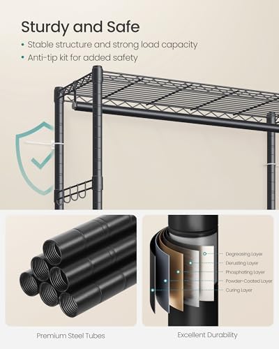 SONGMICS Heavy-Duty Clothes Rack, Portable Closet on Wheels, Garment Rack - Image 6