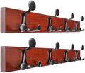 WEBI Coat Rack Wall Mount,24" Solid Wood Coat Hooks Wall Mounted Coat Hanger,16" Hole to Hole,Heavy Duty Hook Rack Rail,4 Triple Hooks for Hanging Coats,Jacket,Clothes,Hat,Backpack,Cherry,2 Packs by WEBI